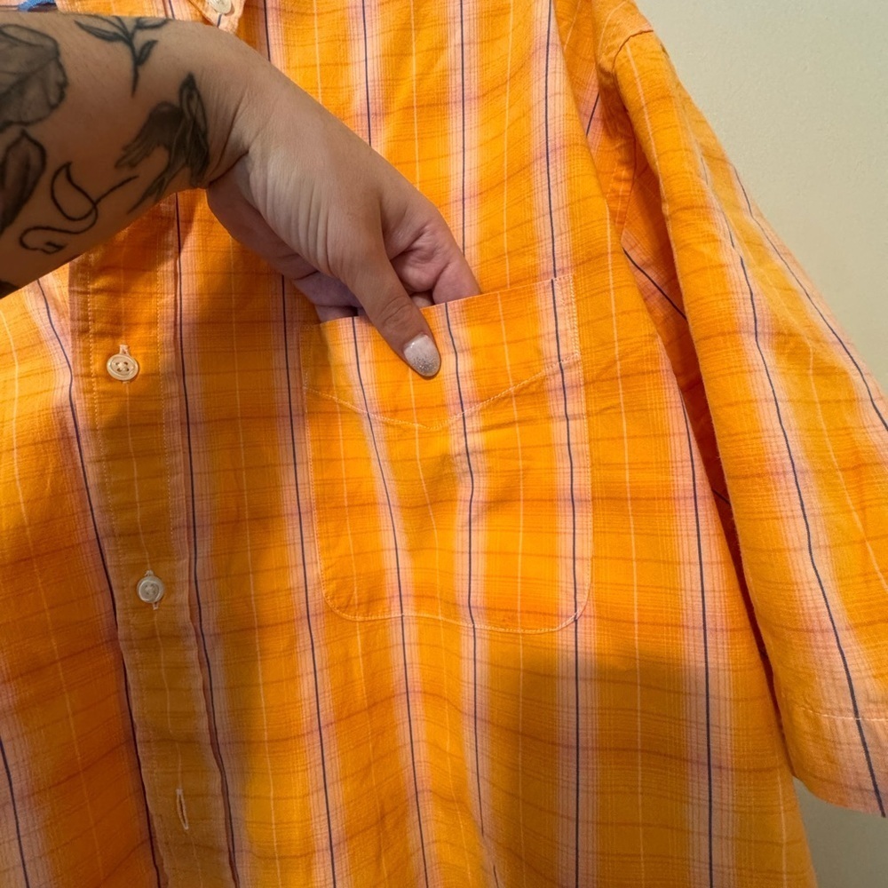 Bass Men's Yellow Plaid Button Down Shirt - Picture 2 of 5